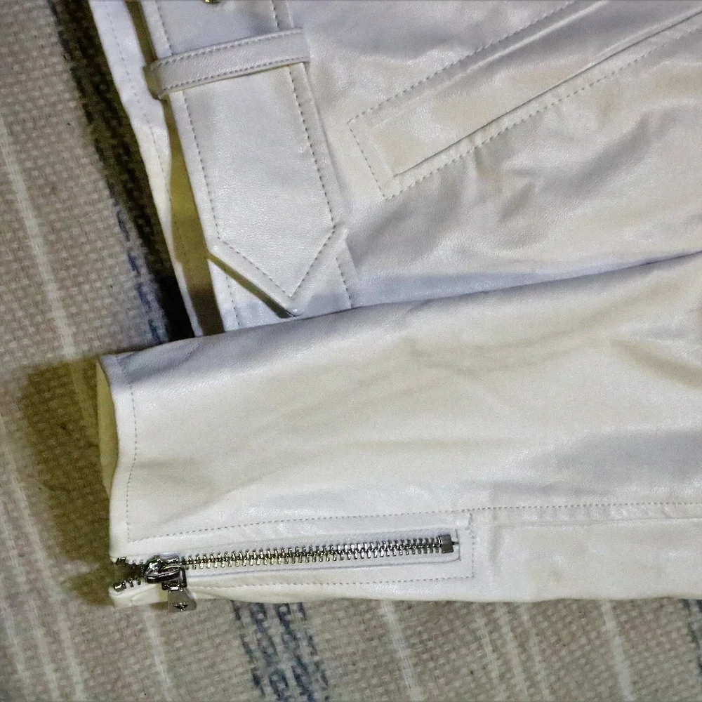 GUESS LS Hart Bright White Moto Jacket NWT Sz LG Women - Picture 7 of 8